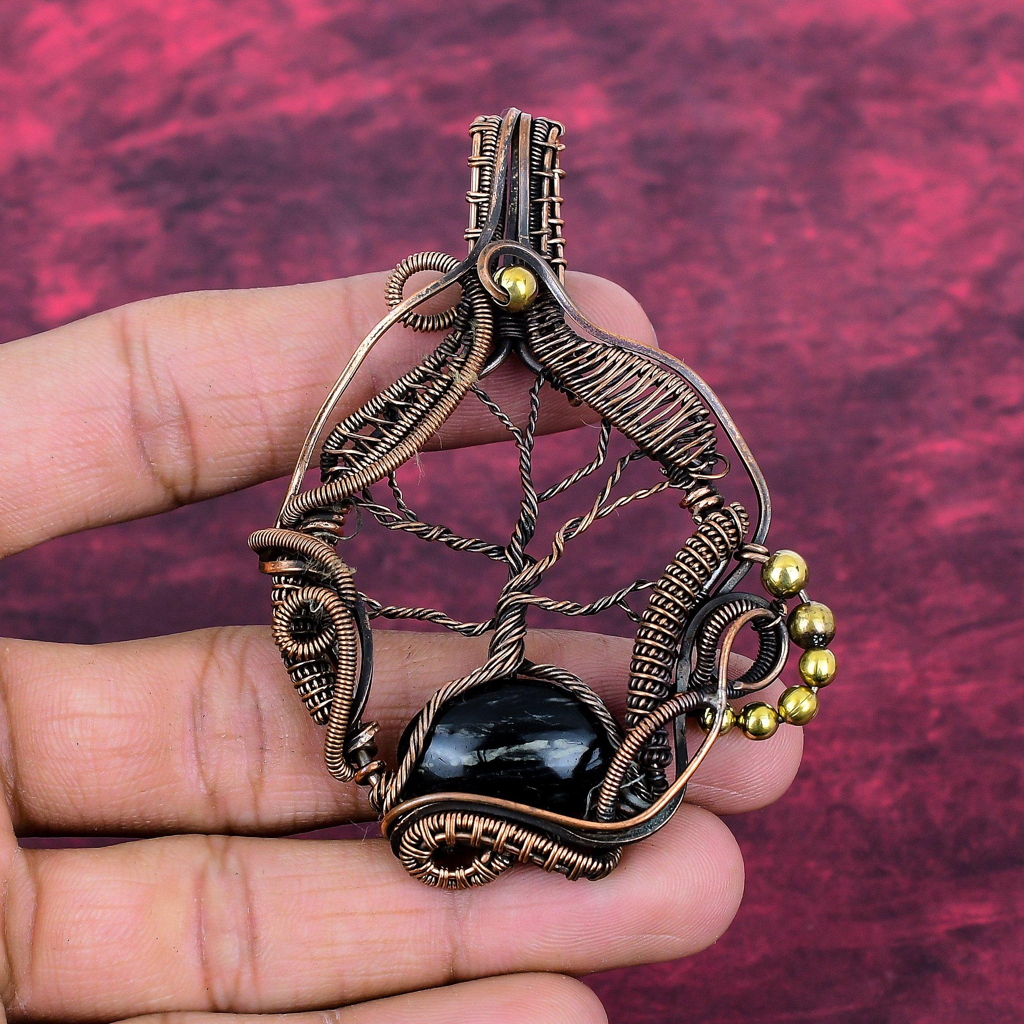 Tree Of Life Picasso Jasper Pendant Original Gemstone Jewelry Copper Wire Wrapped Pendant