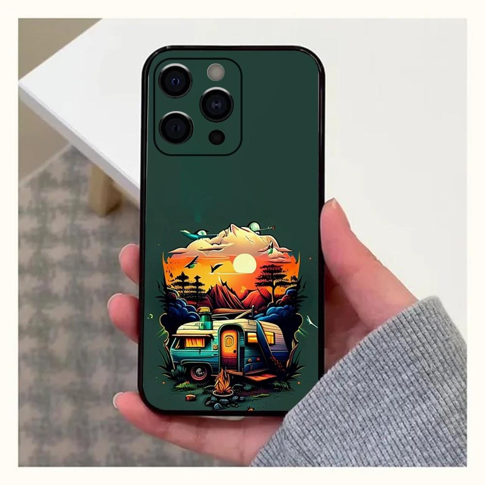 Combi Van Surf Phone Case For Apple iPhone 15,14,13,12,11,Pro,X,XS,Max,XR,Plus,Mini Soft  black shell