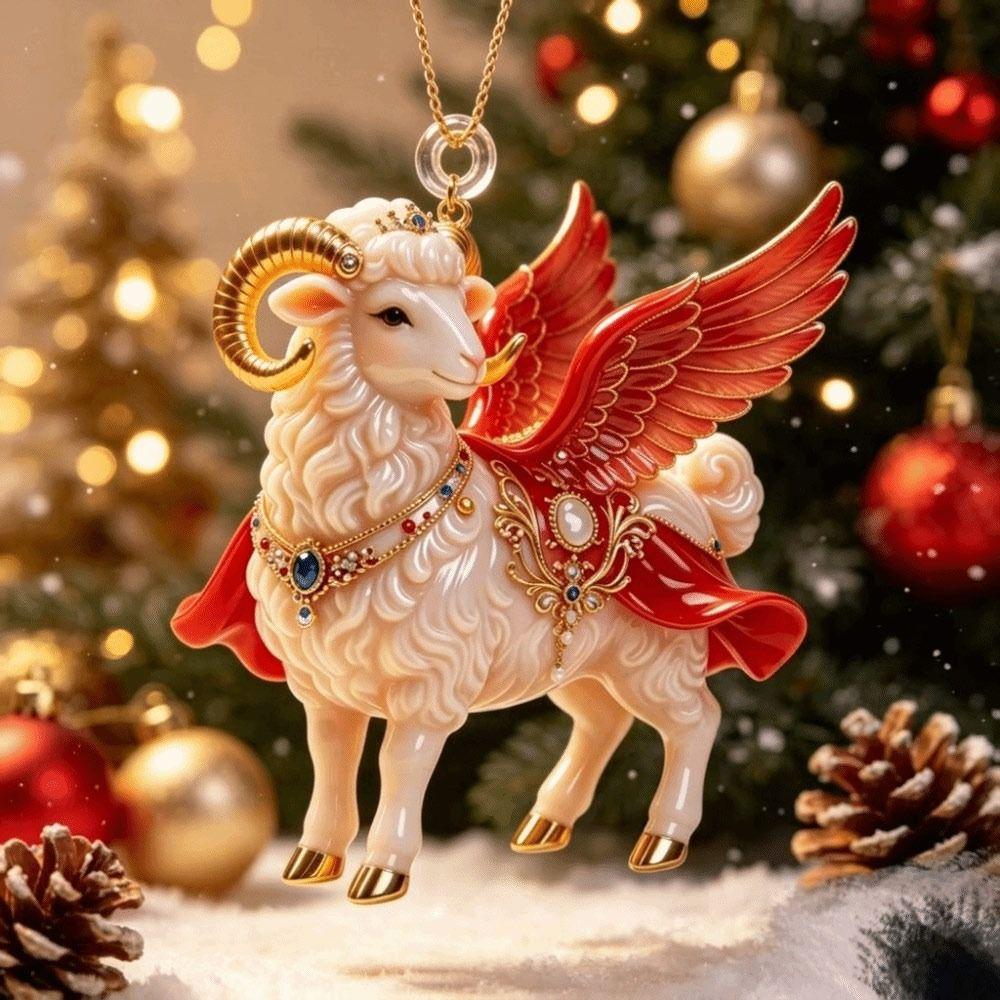 Acrylic Goat Hanging Ornament 2D Flat Animal Hanging Decoration Holiday Party Decor
