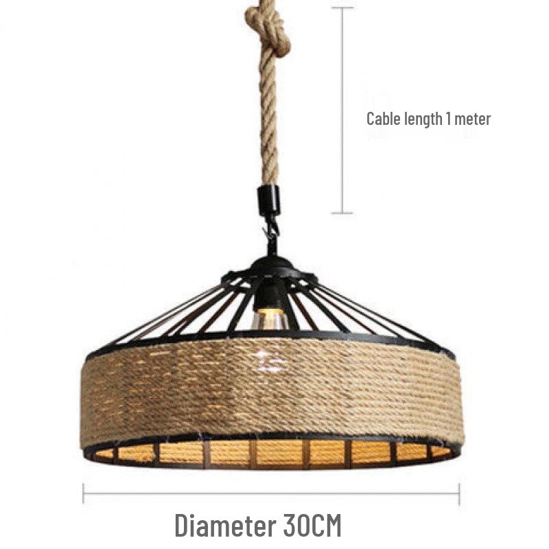 Rustic Industrial Hemp Rope Pendant Light - Yurt & Bar Lighting