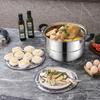 Large Capacity Stainless Steel Steamer Pot, Single & Double Layer, Multi-purpose for Induction & Gas Stoves, Ideal for Steaming Mantou.