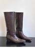 In Stock: Women's Coffee Brown Square Toe Boots with 5cm Hidden Heel - Stylish Autumn Design for Long, Straight-Looking Legs.