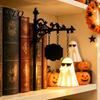 Vintage Style Hanging Lantern Library Bookshelf Lamp, Metal LED Nightlight for Book Nook Decor, Miniature Ghost Reading Book/Wearing Sunglasses Light