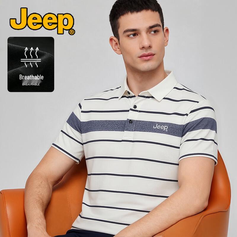 JEEP Men s Striped Cool-Touch Polo Shirt XL