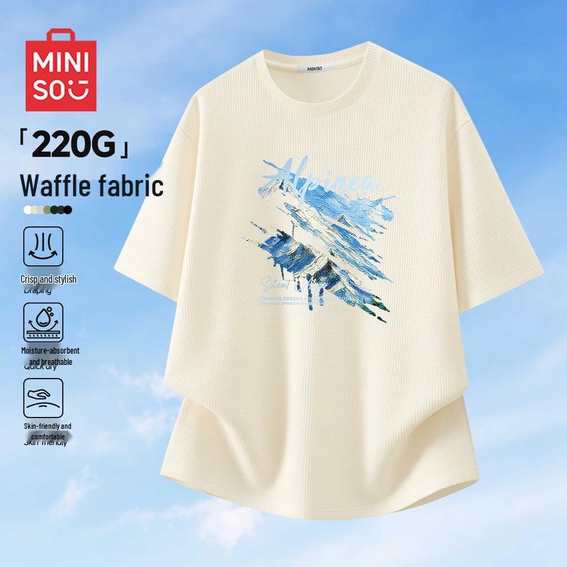MINISO Men s Heavyweight Waffle Short-Sleeve T-Shirt XL