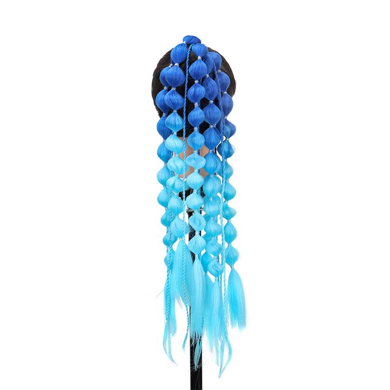 Synthetic Ponytail Extension Corlorful Bubble Braid Long Lantern Braided Ponytail Hair Tie Straight Hairpieces for Women