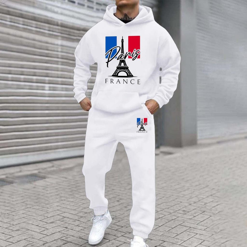 Men'S Stand Up Collar Button Casual Long Sleeved Shirt Long Pants Sports Suit