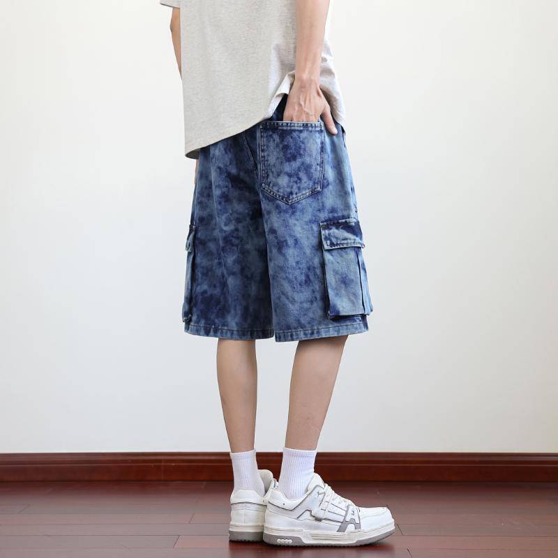 Plus Size Denim Shorts Men's Summer Thin Loose Straight Leg Five Quarter Pants Men's Versatile Casual Workwear Shorts