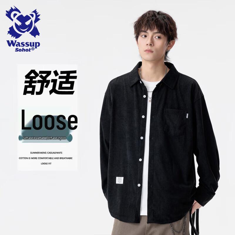 Wassup Sohot Men s Retro Casual Lapel Shirt Jacket 3XL
