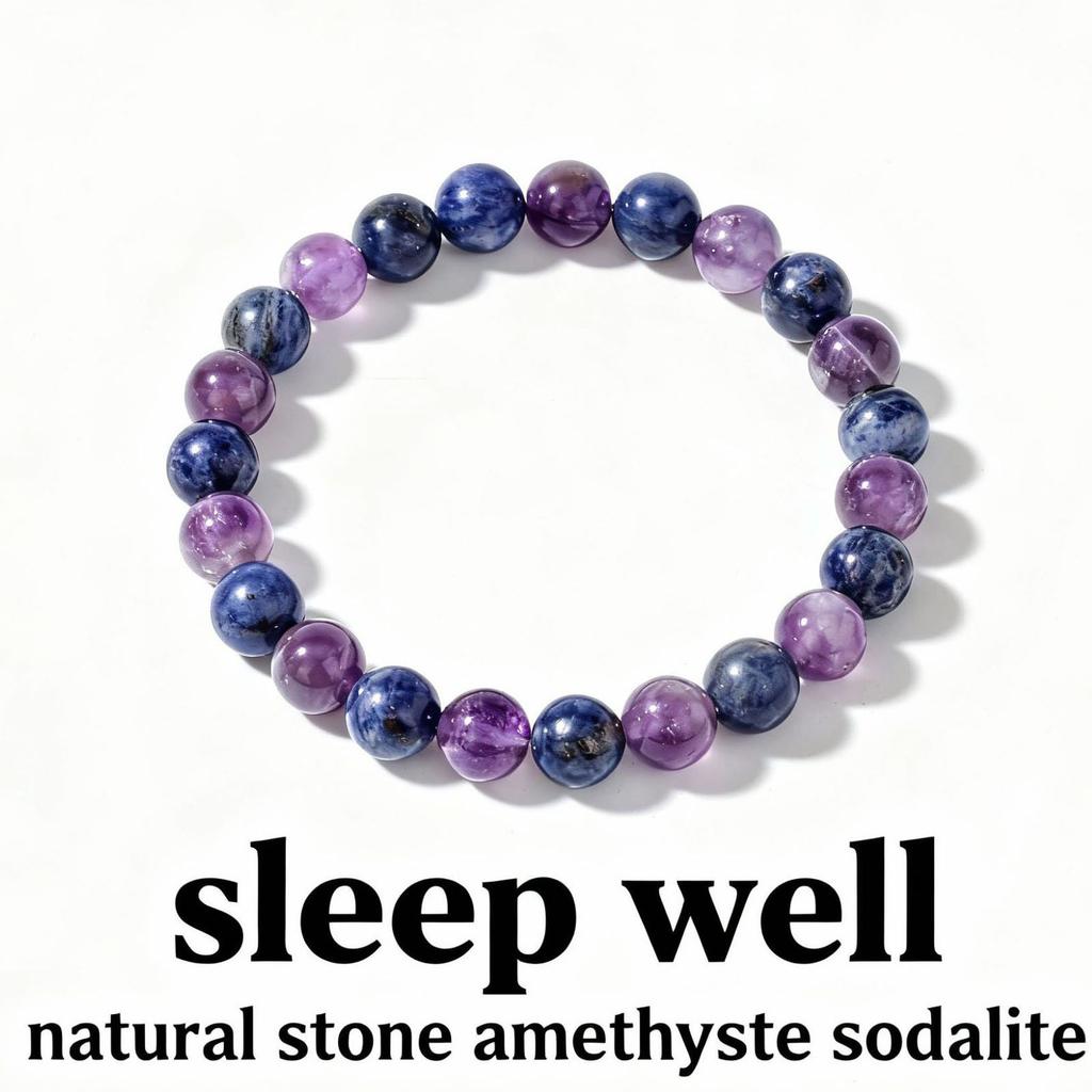 Cadeaux Festifs Bracelet Perles Améthyste Sodalite Pierre Naturelle Guérison Bijoux Mode Pour Hommes Femmes Usage Quotidien Cadeau