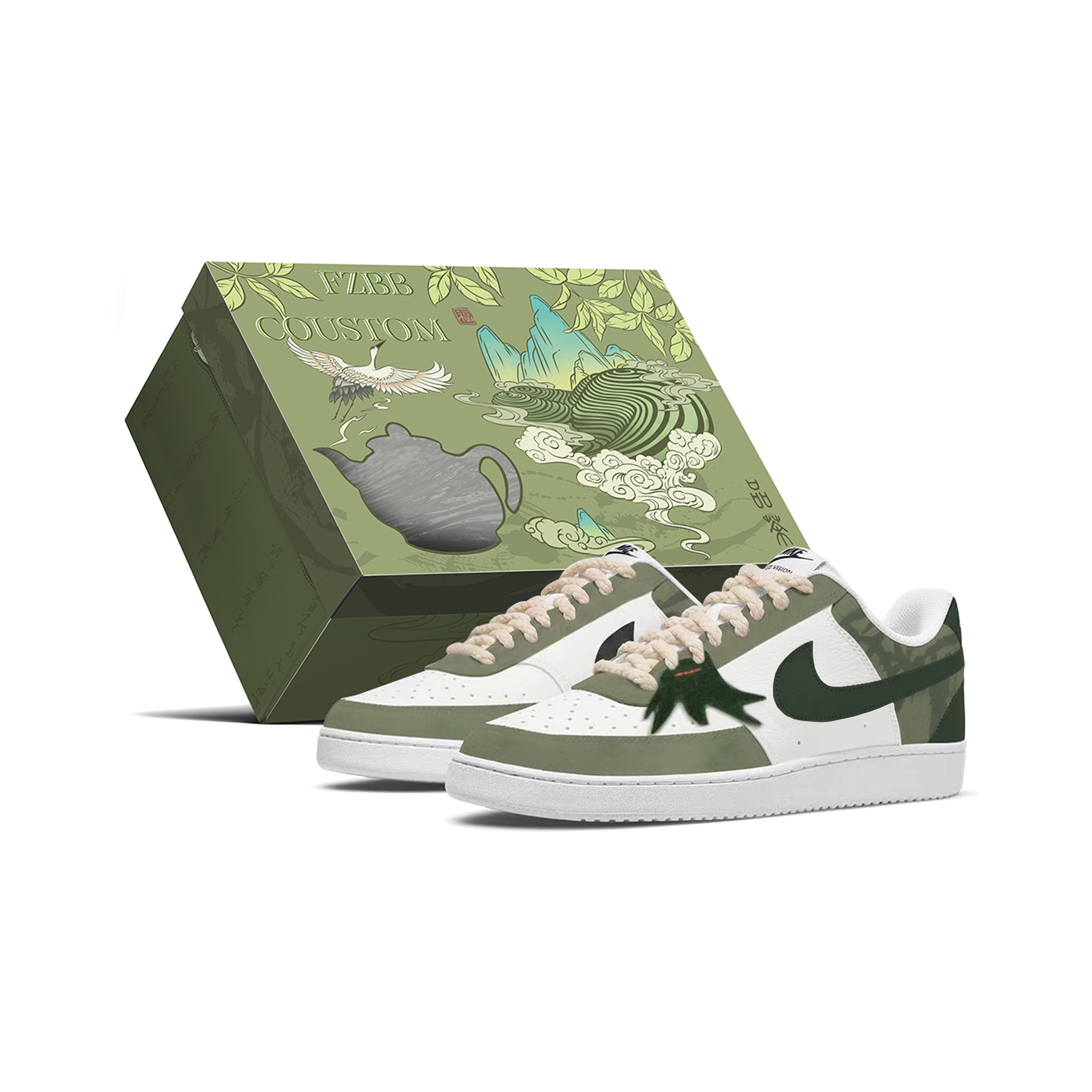 

Nike Court Vision 1 Bamboo Forest, Chinese Style Box Cushioning Slip Resistant Low top Skateboard Shoes Men s DH2987-101(Team2154-S-BOX)