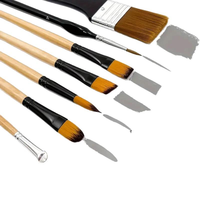 32-Piece Wooden Handle Art Brush Set: Nylon Bristles for Watercolor and Oil Painting