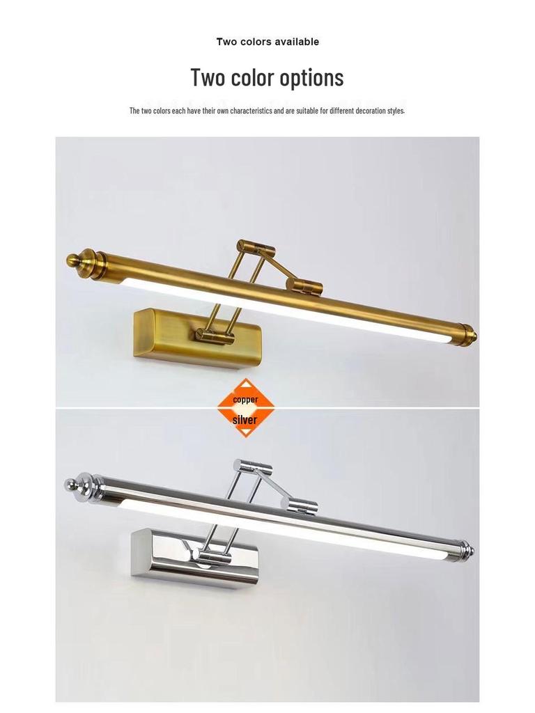 Custom LED Vanity Light: Minimalist Folding Mirror Cabinet & Bedside Wall Light in Stainless Steel, US Standard.