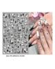 Autocollants 3D pour Nail Art, lignes ondulées abstraites colorées, décalcomanies à fleurs et feuilles florales, décoration d'ongles