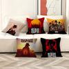 Funda de Almohada para TV de Juego Red-Dead-Redemption 2 Dibujos Animados Decorativa para Sofá del Hogar Impresión a Doble Cara Felpa Corta Funda de Cojín Linda