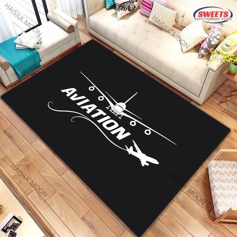 17 Style Airport Landing Strips Top View Aircraft Carpet Rug for Bedroom Living Room Home Sofa Decor, Kids Non-Slip Decor Mats