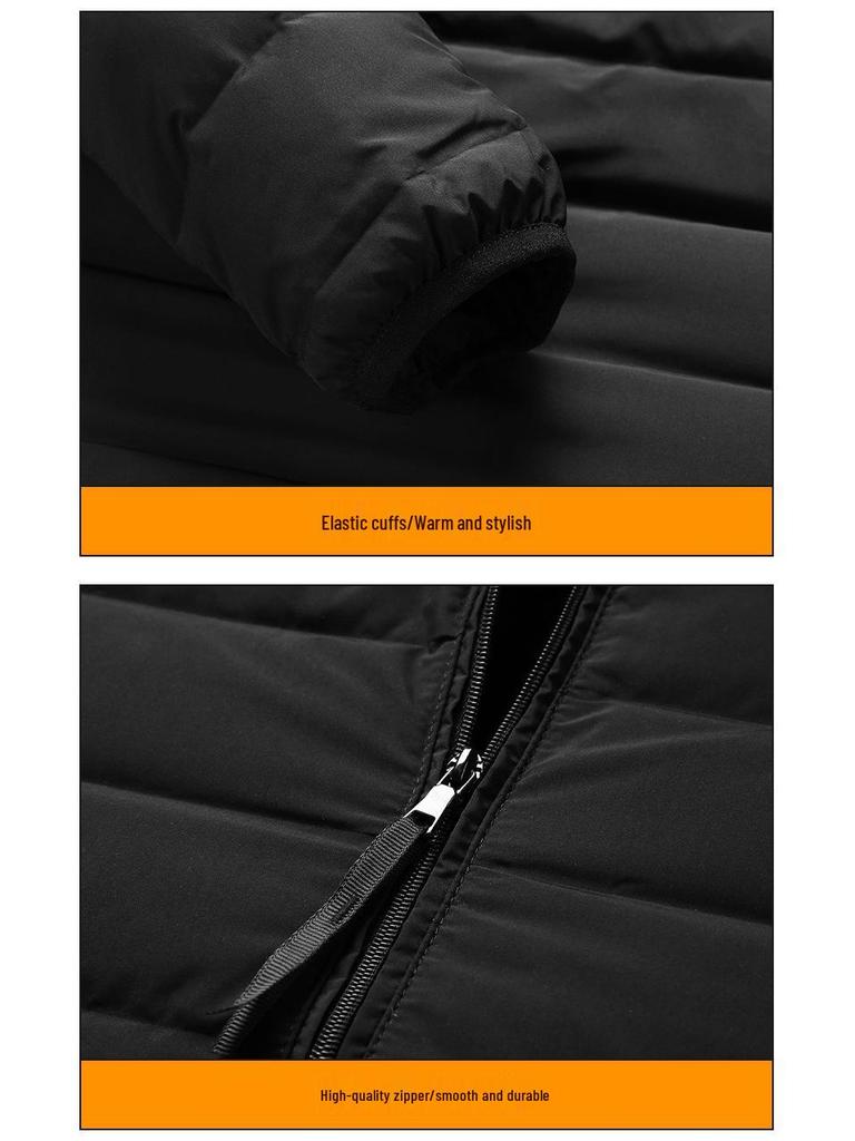 Men's Lightweight Hooded Down Jacket, Winter 2025 - Short, Warm, Trendy, 90% White Duck Down.