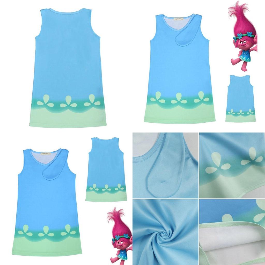 Entzückendes Trolls Poppy Cosplay-Kostüm für Kinder Perfekt für Geburtstagsfeiern