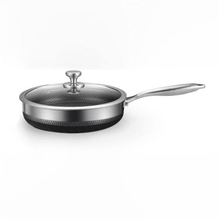 316L Stainless Steel Non-Stick Double-Sided Frying Pan for Eggs and Steak, Coating-Free, Flat-Bottom.