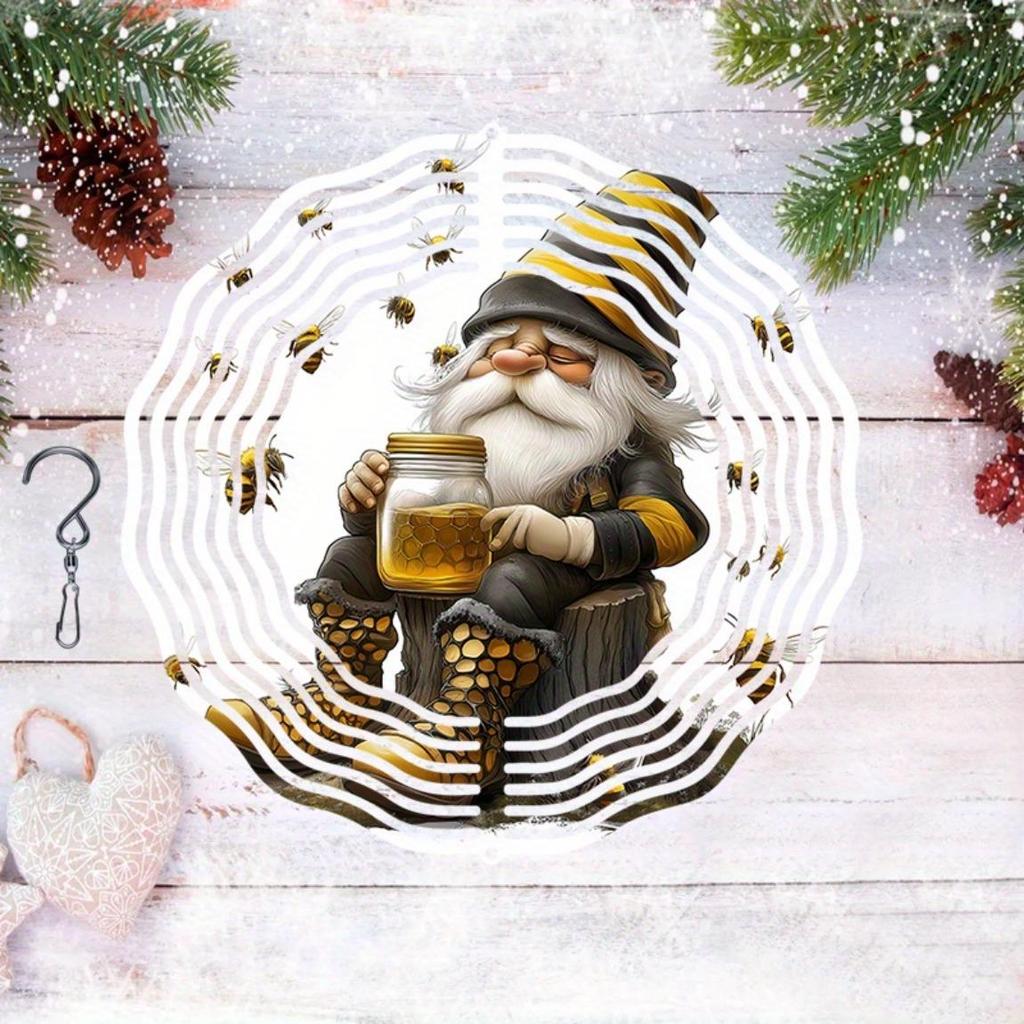 Metall Wichtel und Biene Mandala Windspiel für Outdoor Garten Terrasse Veranda Deko Kein Strom benötigt Einfach zu installieren Langlebiges Geschenk