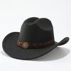 New Tibetan woolen top hat with rolled brim Western cowboy hat with rolled edge Felt hat European and American western cowboy hat