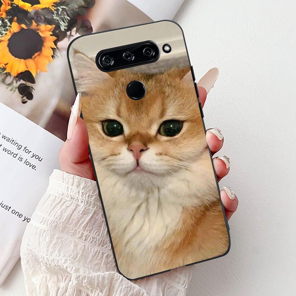 Funda For LG V40 ThinQ Case Cover Silicone Luxury Fashion Cute Cat Cool Shockproof Bumper Casing For LG V405 LM-V405 LM-V409N