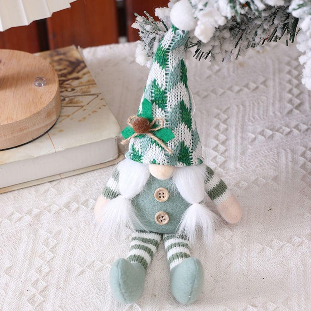 Green Christmas Decorations Knitted High-grade Christmas Gnome Creative Long-Legged Dwarf Figurine Decorations
