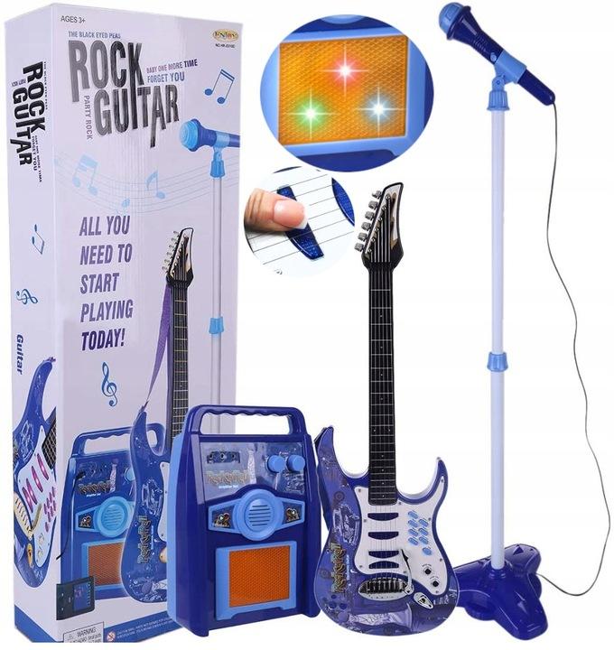 Gitara Elektryczna Duża Dla Dzieci Mikrofon Statyw Wzmacniacz Instrument