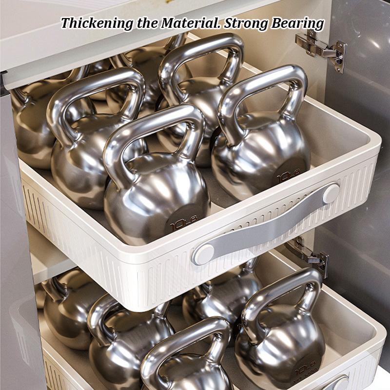 Kitchen Sliding Drawer with Slide Rail Cabinet Clothes Spice Dish Bowl Storage Rack Pull Out Cabinet Organizer Tray With Handle