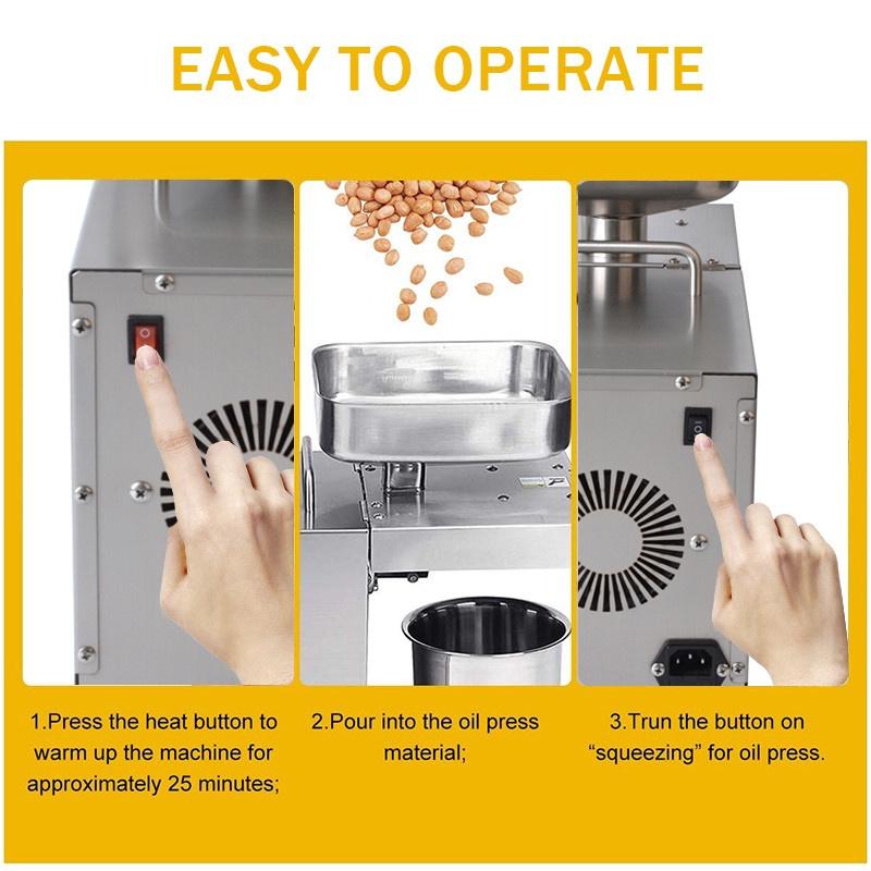 Peanut/Olive Oil Maker Use Sesame/Almond/Walnut Household Oil Presser 304 Stainless Steel Oil Press Machine