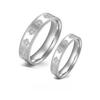 Adjustable Classic Couple Rings Set Rhodium/Gold Plated Brass Open Rings with Zircon Flower Design for Lovers