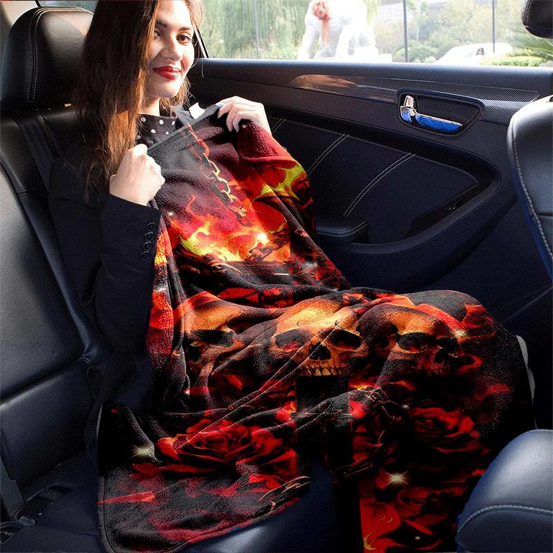 1pc Skull Cross Printing Lightweight Flannel Blanket, Comfortable and Warm Blanket, for Camping Sofa Bed and Couch Office, Gift