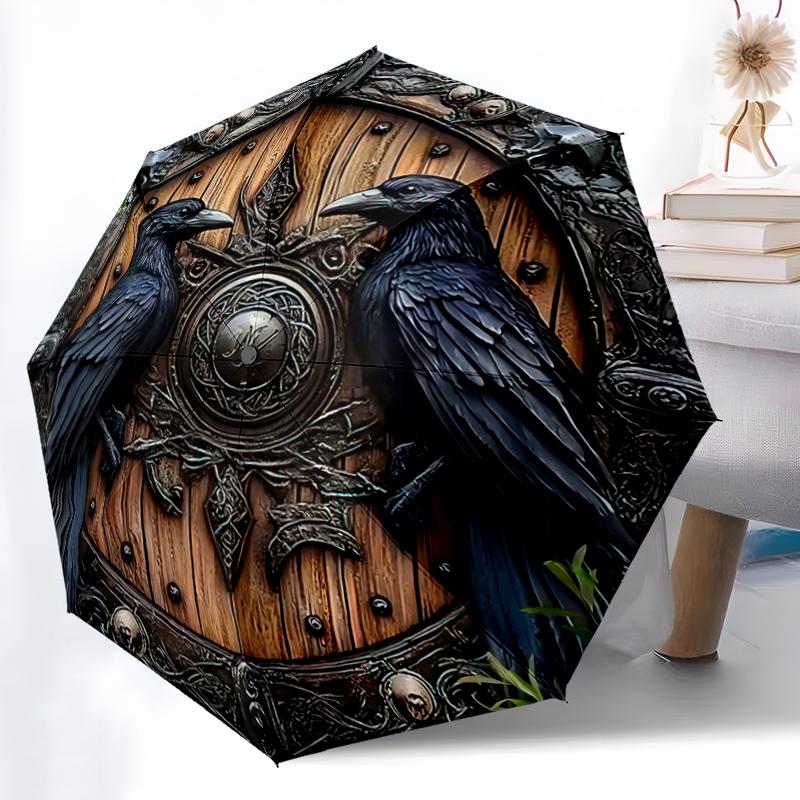 1PC Viking Theme Umbrella Portable Folding Umbrella Iron Frame Hole Bone Structure Outdoor Home Umbrella A3