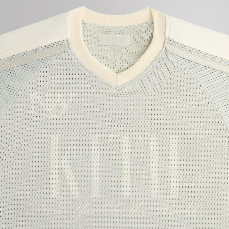 Kith Ss25 Logo Crew Neck Short Sleeve Soccer Shirt Men Tops Gray White KHM032703