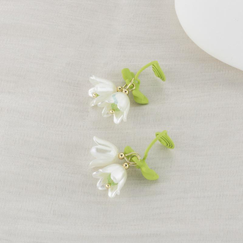 Kamelie Mückenspirale Halter Perlenblume Retro Ohrclips Ohrringe - Kein Piercing erforderlich