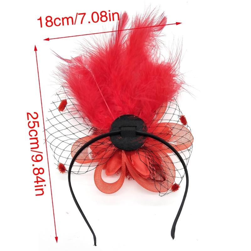 1920s Flower Hair Clip for Women Flapper Headpiece Headwear for Party Party Elegant Feather Large Flower