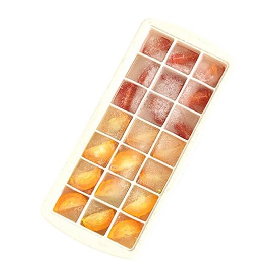 Ice Cube Tray with Lid 21-Cavity Large Square Silicone Ice Cube Mold Food-Grade Easy-Release Spill Proof Ice Cube Maker for Freezer