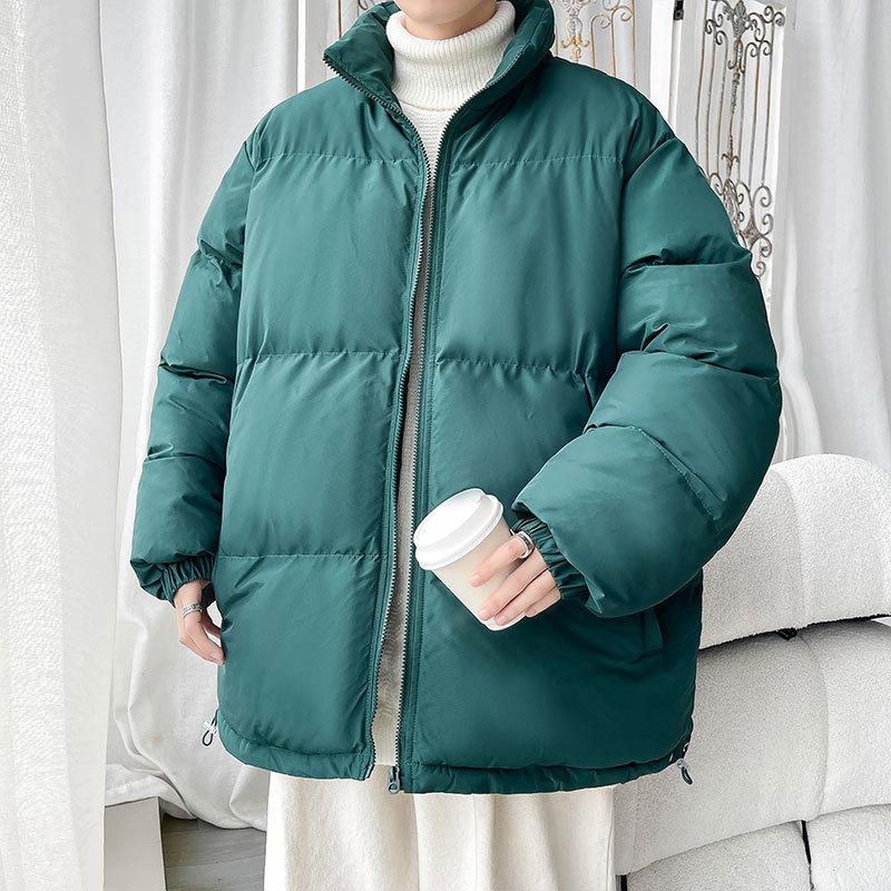 New Men's Solid Color Cotton Jacket, Large Size Bread Jacket, Casual Jacket, Thickened Stand-up Collar Cotton Jacket, Men