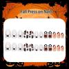 24Pcs Halloween Press on Nails Short Oval Fake Nails with Ghost Pumpkin Design Almond Cute Halloween Nails Press ons Gel Acrylic Glue on Nails
