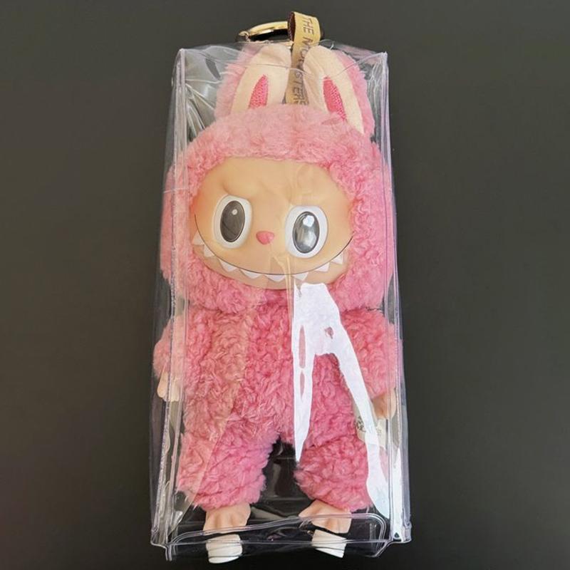 1PC Transparent Organizer Box Labubu Dolls Storage Pouch Keychain Bag