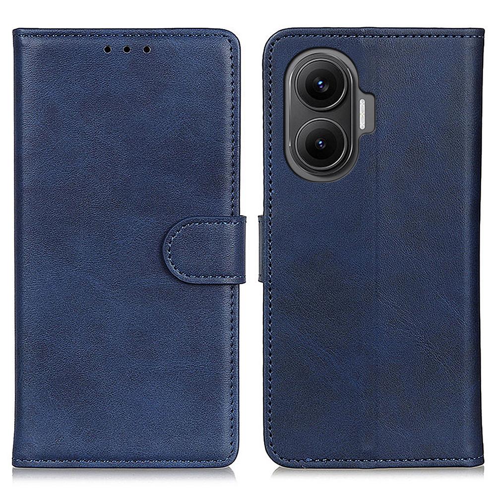 

For Xiaomi Redmi Turbo 4 Pro 5G/Poco F7 5G Case Cowhide Texture Leather Wallet Stand Phone Cover Blue
