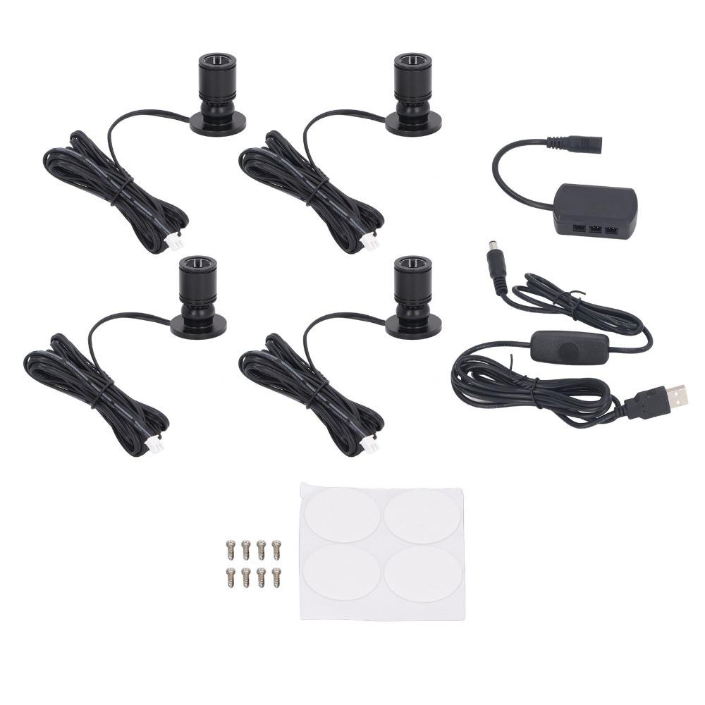 

4-Pack 5V LED Display Spot Lights 6.6ft Cable 1W Adjustable Mini Spotlights Aluminum Body USB Powered LED Mini Spotlight Warm Light 3000K чорний