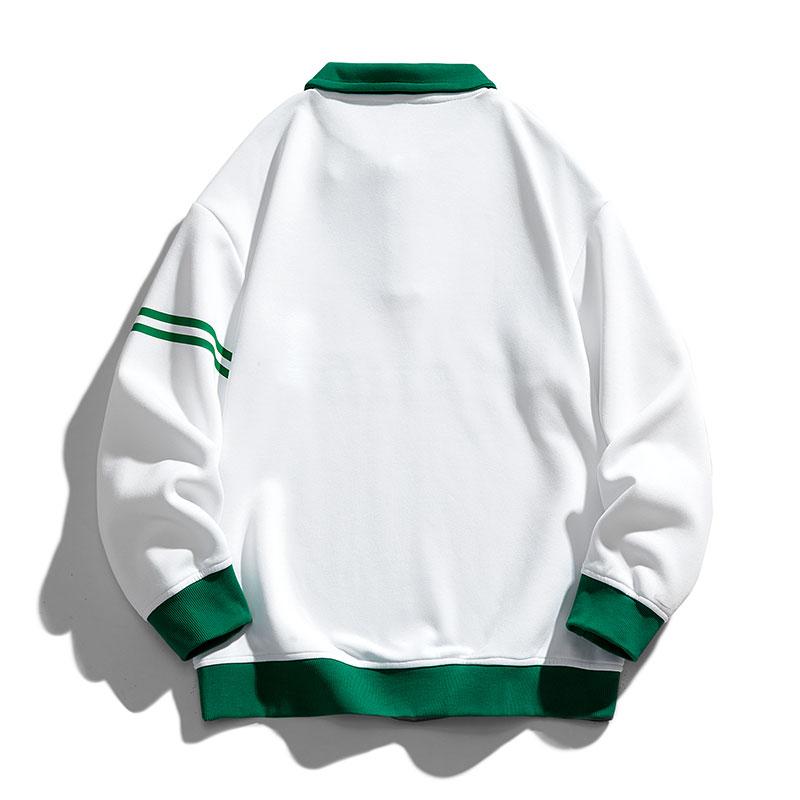 Herren Oversized Kontrastfarben Revers Sweatshirt Frühling Hip Hop Streetwear Sweatshirt Harajuku Baseball Uniform Hoodie Herren