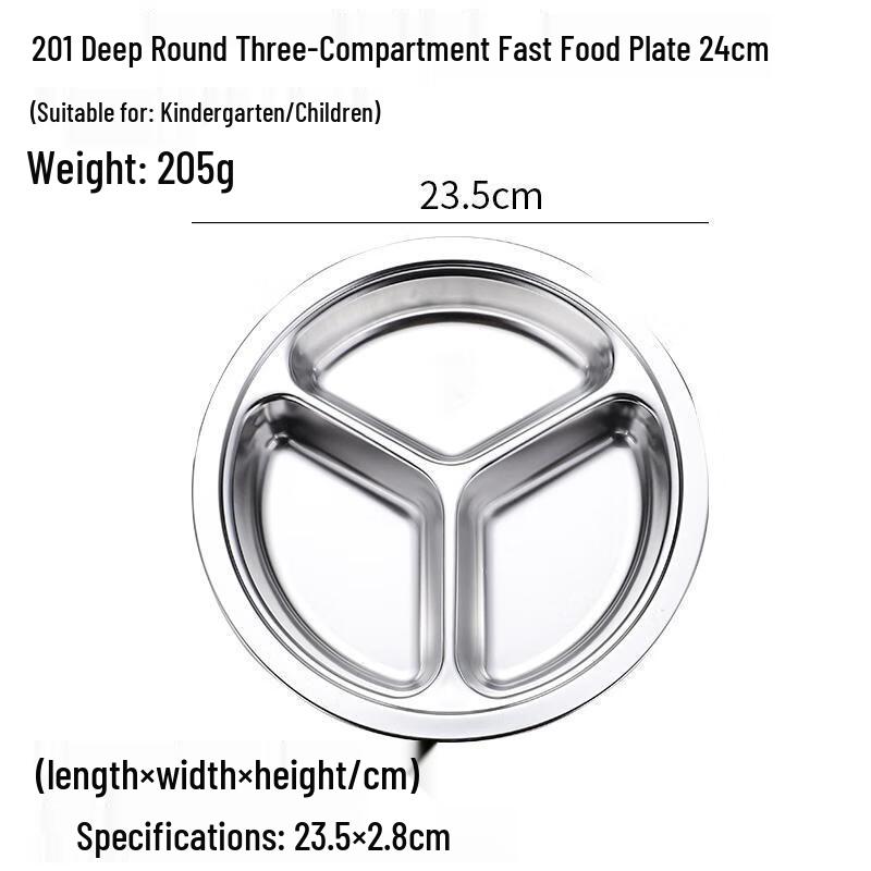 HANDUNYOU 304 Stainless Steel Compartmented Meal Plates