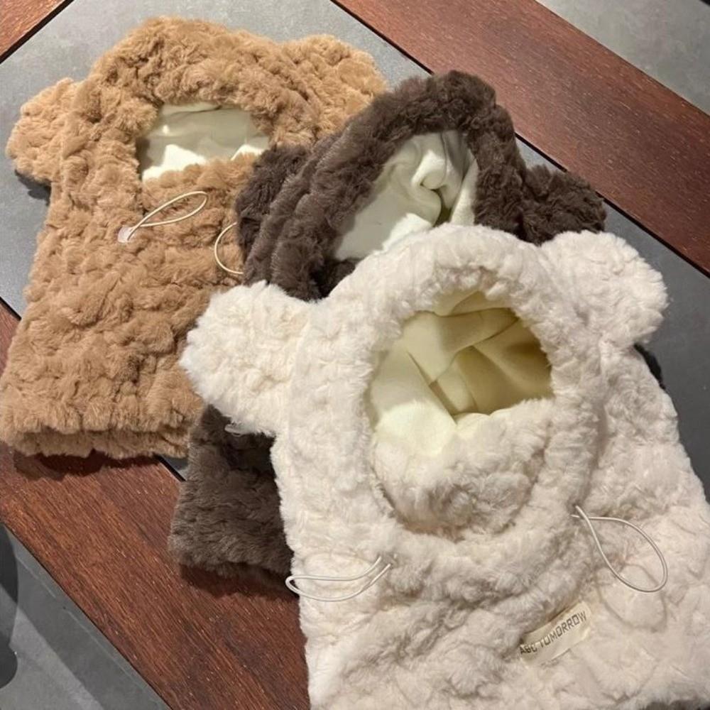 One-Piece Winter Plush Hat Windproof Girl's Hat Hooded Scarf Fashion Earflap Bonnet Hat