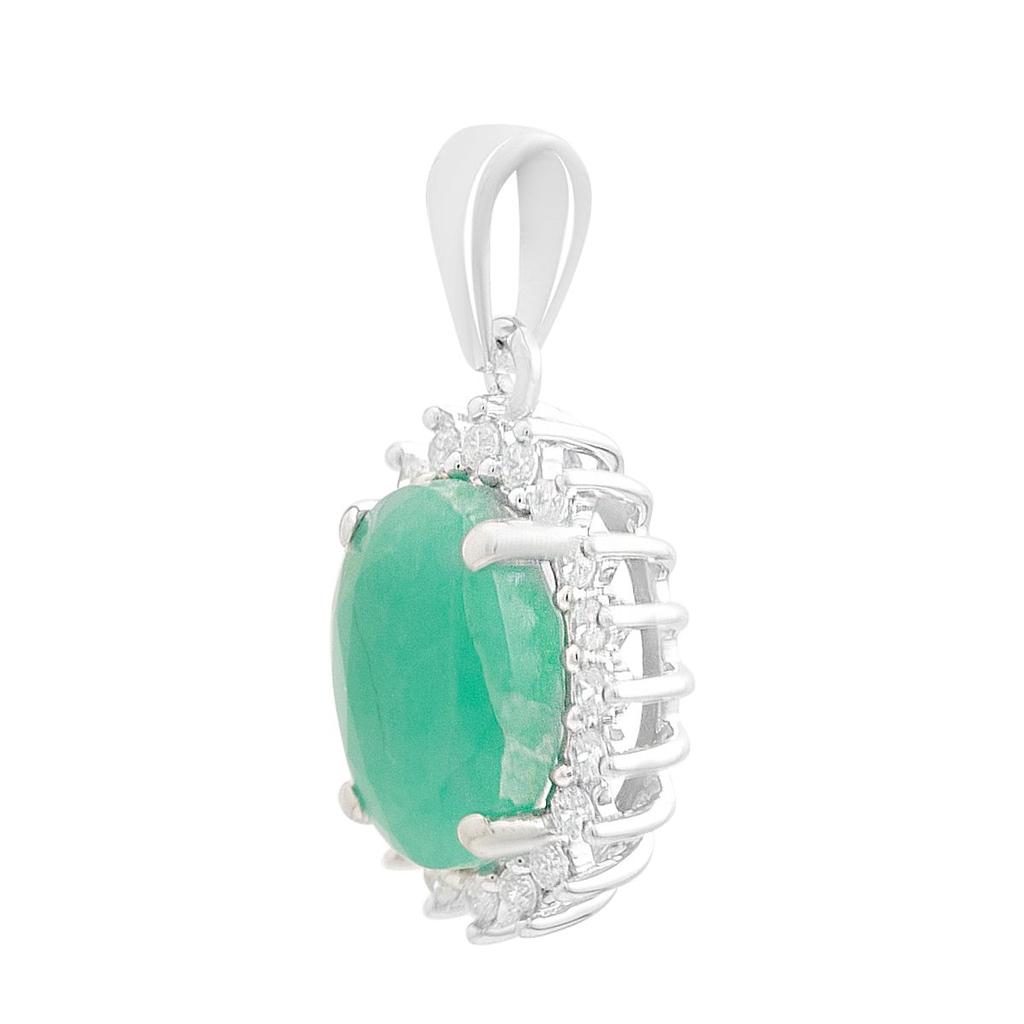 Серебряная подвеска с изумрудом 2.699ct, фианитами (2206347)