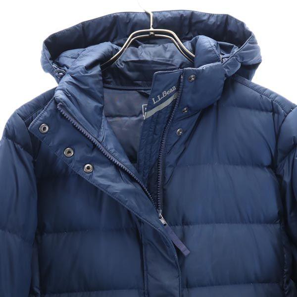 L.L.BEAN Down Coat M Navy Hood Women Used