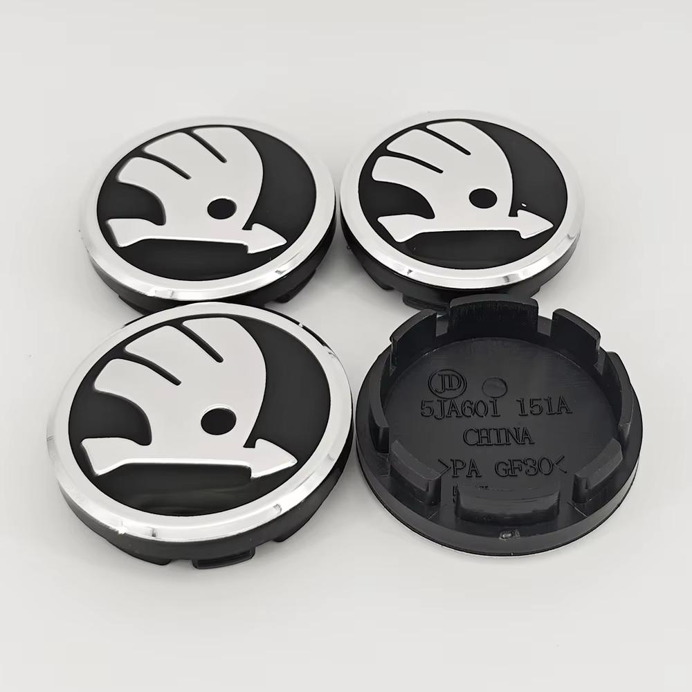 4pcs 56mm 65mm Green Black Chrome Car Wheel Center Caps for Skoda Rims Hubcaps Cover Emblem Badge Logo Auto Styling Accessories