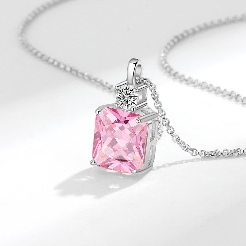 Ladies Elegant Square Zircon Pendant Necklaces
