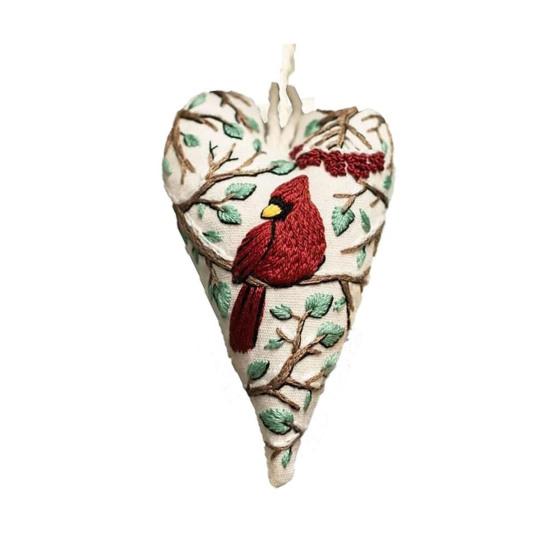 Diy Heart Shaped Hand Embroidered Christmas Ornament Kit Beginner Friendly Embroidery Craft